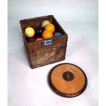 A QUANTITY OF EARLY 20TH CENTURY SPORTING EQUIPMENT INCLUDING; SNOOKER BALLS, CASED SET OF...