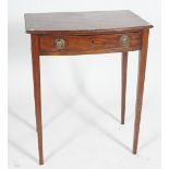 A GEORGE III MAHOGANY BOWFRONT SINGLE DRAWER SIDE TABLE