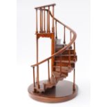 A MAHOGANY ARCHITECTURAL MODEL OF A SPIRAL STAIRCASE