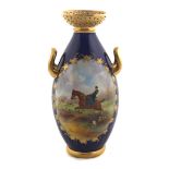 A GRAINGER'S WORCESTER TWO-HANDLED VASE