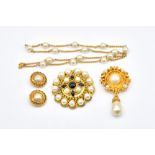 FOUR ITEMS OF GILT METAL AND IMITATION PEARL CHANEL JEWELLERY (4)