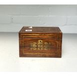 A REGENCY BRASS INLAID ROSEWOOD RECTANGULAR TEA CADDY