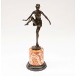 AFTER DOMINIQUE ALONZO, BRONZE CAST FIGURE OF A DANCER, ON MARBLE BASE