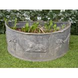 A LEAD FLORAL SWAG CAST SEMI-ELLIPTIC PLANTER