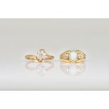 TWO 9CT GOLD AND GEM SET RINGS (2)