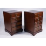 A PAIR OF BRASS INLAID MAHOGANY BEDSIDE CHESTS (2)