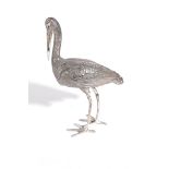 A SILVER MODEL OF A HERON