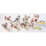 A GROUP OF TEN STAFFORDSHIRE PORCELAIN DOGS (10)