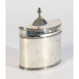 A SILVER HINGE LIDDED TEA CADDY