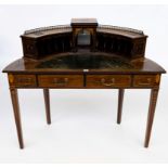 AN EDWARDIAN INLAID ROSEWOOD CARLTON HOUSE STYLE WRITING DESK