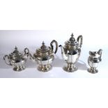 AN AMERICAN SILVER FOUR-PIECE TEA SET