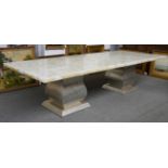 A LARGE QUARTZ AND RESIN RECTANGULAR DINING TABLE