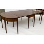 A GEORGE III MAHOGANY TRIPLE SECTION EXTENDING DINING TABLE