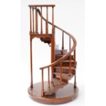 A MAHOGANY ARCHITECTURAL MODEL OF A SPIRAL STAIRCASE