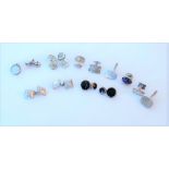 SEVEN PAIRS OF MOSTLY SILVER CUFFLINKS (7)