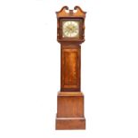 AN OAK AND MAHOGANY CROSSBANDED LONGCASE CLOCK