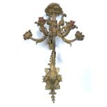 A SET OF FIVE GILT- BRONZE FIVE LIGHT WALL APPLIQUÉS