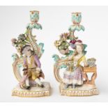 A PAIR OF ENGLISH PORCELAIN CANDLESTICK FIGURES (2)