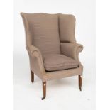 A GEORGE III MAHOGANY FRAMED WINGBACK ARMCHAIR