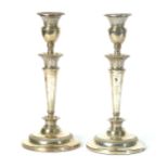 A PAIR OF GEORGE III SILVER TABLE CANDLESTICKS (2)