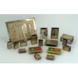 A SILVER MOUNTED DESK CALENDAR AND ELEVEN MATCHBOX SLEEVES (12)