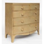 A REGENCY LATER TAUPE PAINTED BOW FRONT CHEST OF DRAWERS