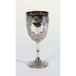 A LATE VICTORIAN SILVER TROPHY GOBLET