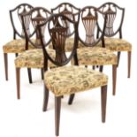 A SET OF SIX HEPPLEWHITE STYLE SHIELD BACK MAHOGANY DINING CHAIRS (6)