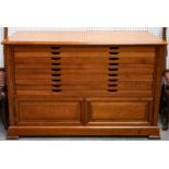 A 20TH CENTURY FRENCH FRUITWOOD PLAN CHEST/CUPBOARD