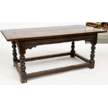 A 17TH CENTURY AND LATER OAK REFECTORY TABLE