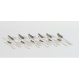 TWO SETS OF SIX SILVER SPOONS (12)