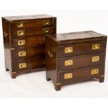 A NEAR PAIR OF 20TH CENTURY CAMPAIGN STYLE BRASS MOUNTED MAHOGANY CHESTS (2)