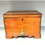 AN 18TH CENTURY COLONIAL EBONY BANDED SOLID SATINWOOD LIFT TOP TRUNK