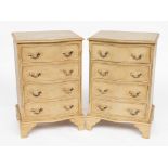 A PAIR OF TAUPE PAINTED SERPENTINE BEDSIDE CHESTS (2)