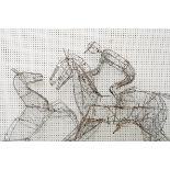 A WIRE TOPIARY FRAME MODELLED AS A HORSE AND JOCKEY (2)