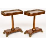 A PAIR OF GILT-METAL MOUNTED FIGURED WALNUT OCCASIONAL TABLES (2)