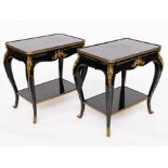 A PAIR OF GILT-METAL MOUNTED EBONISED SINGLE DRAWER SIDE TABLES (2)