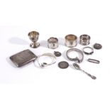 THREE SILVER NAPKIN RINGS AND FURTHER MOSTLY SILVER (QTY)