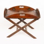 GEORGE III MAHOGANY BUTLER’S TRAY ON LATER STAND