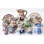 ELEVEN MASON'S IRONSTONE HYDRA JUGS AND TWO PLATES (13)