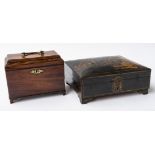 A GEORGE III MAHOGANY TEA CADDY (2)