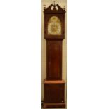 AN EDWARDIAN MAHOGANY CROSSBANDED AND CHEQUER INLAID LONGCASE CLOCK