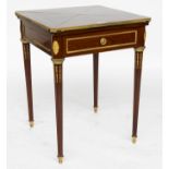 A LOUIS XVI STYLE GILT-METAL MOUNTED MAHOGANY ENVELOPE CARD TABLE