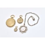 THREE PENDANT LOCKETS AND A PENDANT NECKLACE (4)