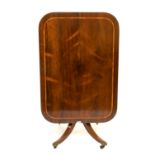 A GEORGE III KINGWOOD BANDED ROSEWOOD RECTANGULAR SNAP TOP CENTRE TABLE