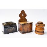 A VICTORIAN MOTHER-OF-PEARL INLAID PAPIER-MÂCHÉ TEA CADDY (3)