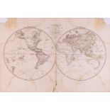 A LARGE FOLIO OF MAPS INCLUDING MAP OF THE WORLD DRAWN AND ENGRAVED FROM D’ANVILLES TWO SHEET...