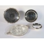 A SILVER BOWL AND THREE PLATED ITEMS (4)