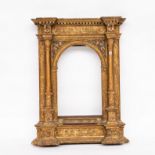 A 17TH CENTURY ITALIAN POLYCHROME PAINTED AND PARCEL-GILT TABERNACLE PICTURE FRAME