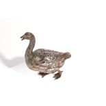 A SILVER GILT MODEL OF A GOOSE AND A KINGFISHER (2)